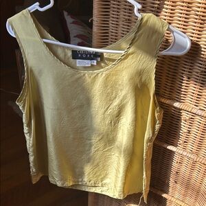 Christina Hope Sleeveless 100% Silk Tank Top in Light Green